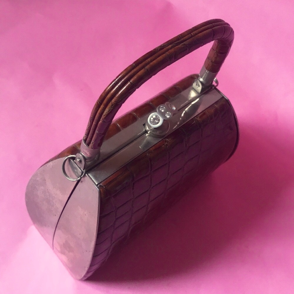 Vintage reddish brown silver/leather mini bag